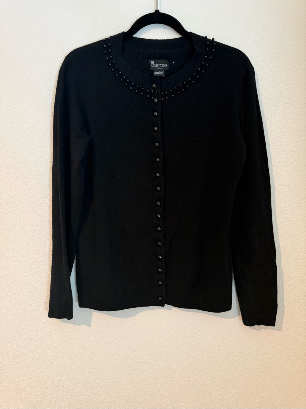 Women’s Black Embellished Crewneck Size S Cardigan Sweater